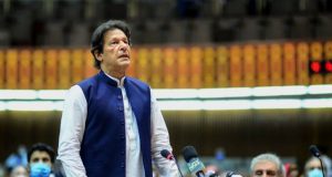 Pakistan Prime Minister Imran Khan protests to the U.S. about alleged interference. Pakistan Prime Minister Imran Khan protests to the U.S. about alleged interference.